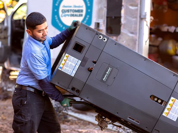 Air Conditioning and Heating System Installation Options Residential HVAC system installation including AC unit and furnace