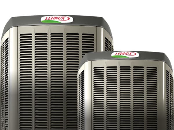 Energy Efficient Lennox AC Systems High efficiency Lennox air conditioning units installed outside a home